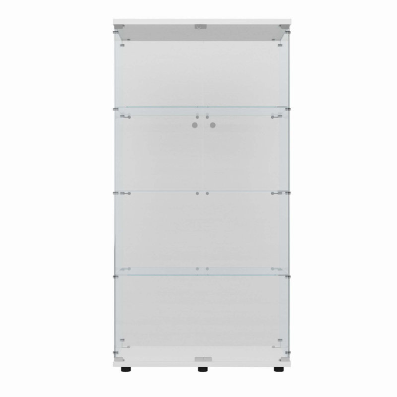 Vitrine en verre trempé, H 64,69 po x l 30,91 po x P 13,58 po, Blanc