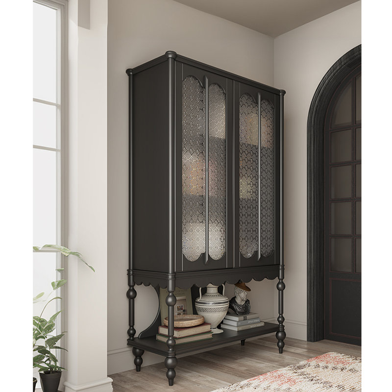 Bibliothèque française de style rétro, (4 tablettes) H 62,2 po x l 34,65 po x P 15,75 po, Noir, noir, noir, noir