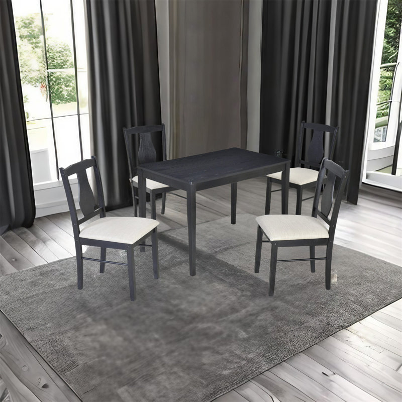 Ensemble de salle à manger rectangulaire L 43,8 po x l 27,1 po, Noir