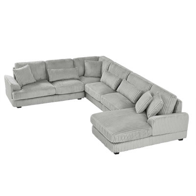 129 Oversized Sectional Sofa U-Shaped Sofa Couch Modern Sofa Upholstered In Soft Corduroy With A Chaise Lounge For Living Room