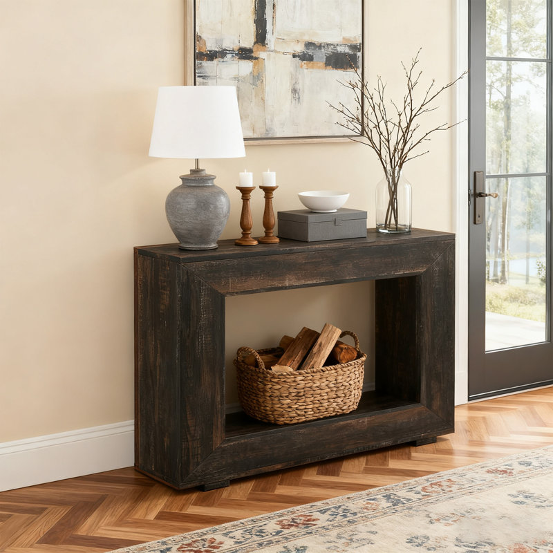 Console de style campagne moderne 47 po avec structure en métal robuste, mobilier haut de gamme haut de gamme