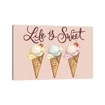 Life Is Sweet Icecream by Lily & Val - Print on Canvas