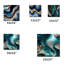 «Vibrant Blue and Gold Flow Art I», ensemble de 5 reproductions sans cadre sur métal