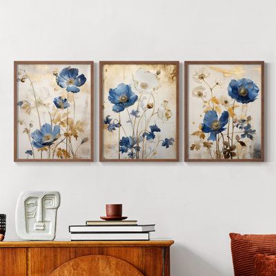 Étude florale, série XIX, ensemble de 3 estampes numériques, prêt à accrocher