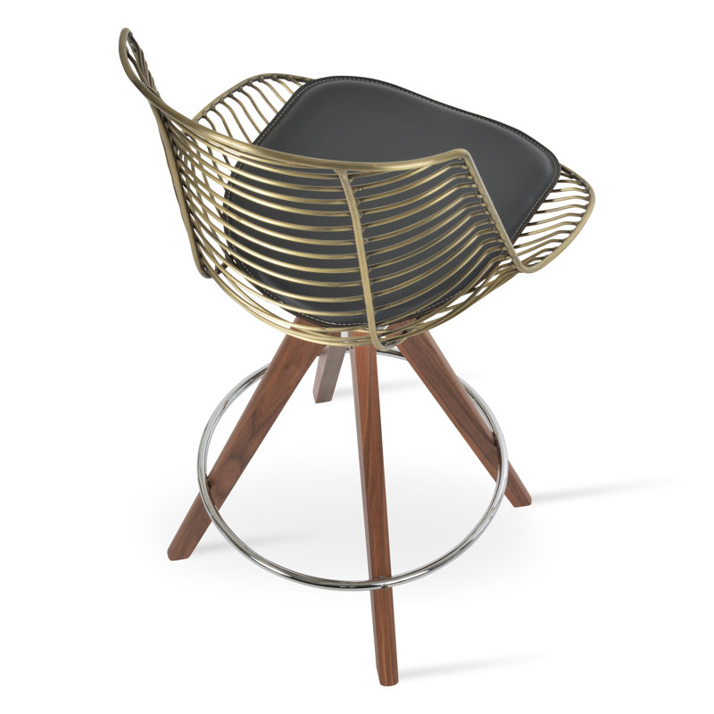 Tabouret de comptoir Tiger Pyramid, Brass, Tabouret de bar (siège d'une hauteur de 29,5 po)