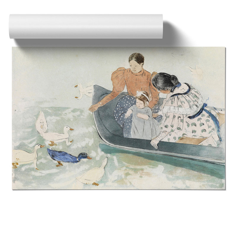 Feeding The Ducks by Mary Cassatt - No Frame Painting, 42cm H x 59cm W x 0.1cm D