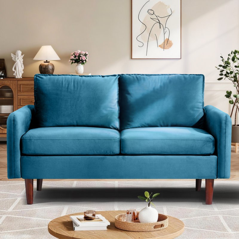 Causeuse Hessville, Velours bleu de Prusse