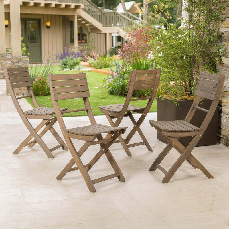 Ensemble de chaises pliantes en bois d'acacia 4 pièces Positano