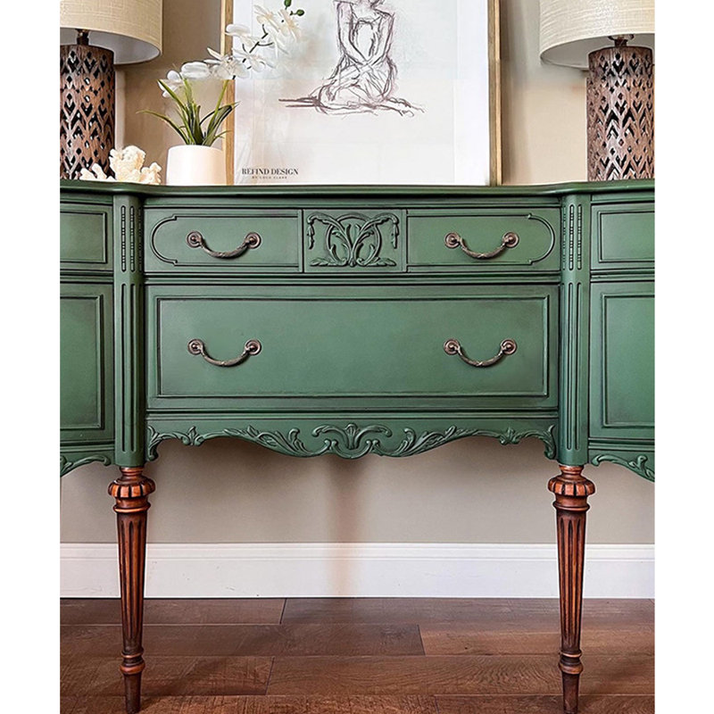 Vintage High-End Carved Accent Cabinet, 35.43" H x 66.93" W x 17.72" D
