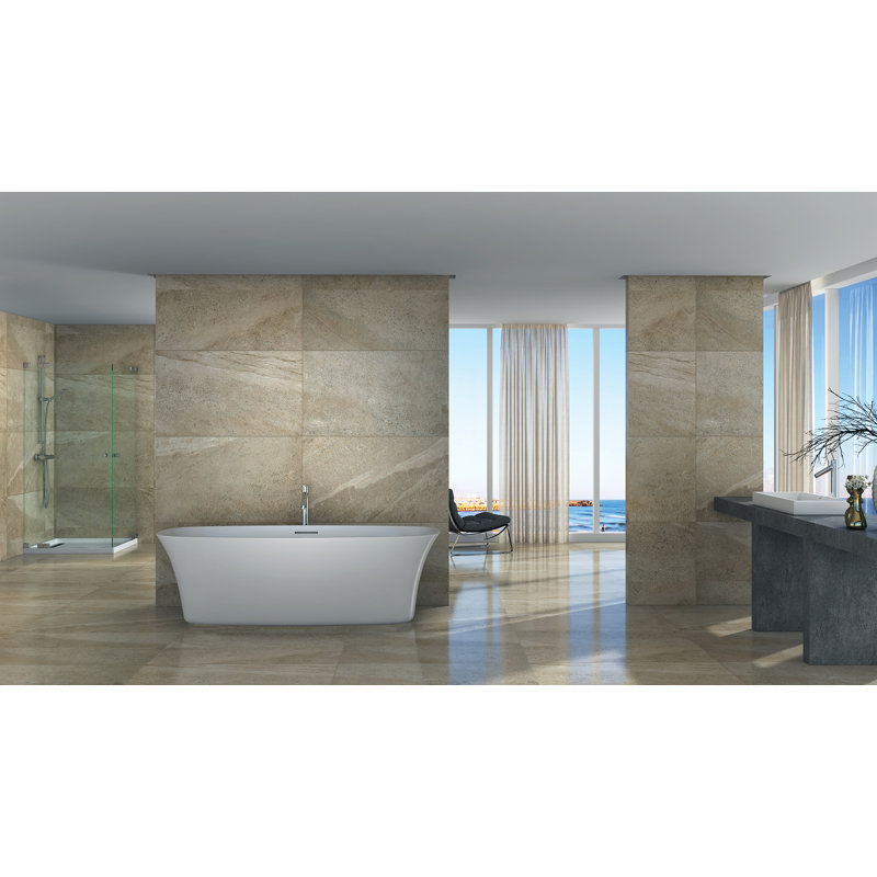 Orchid 71" x 31" Freestanding Soaking Solid Surface Bathtub, Glossy White