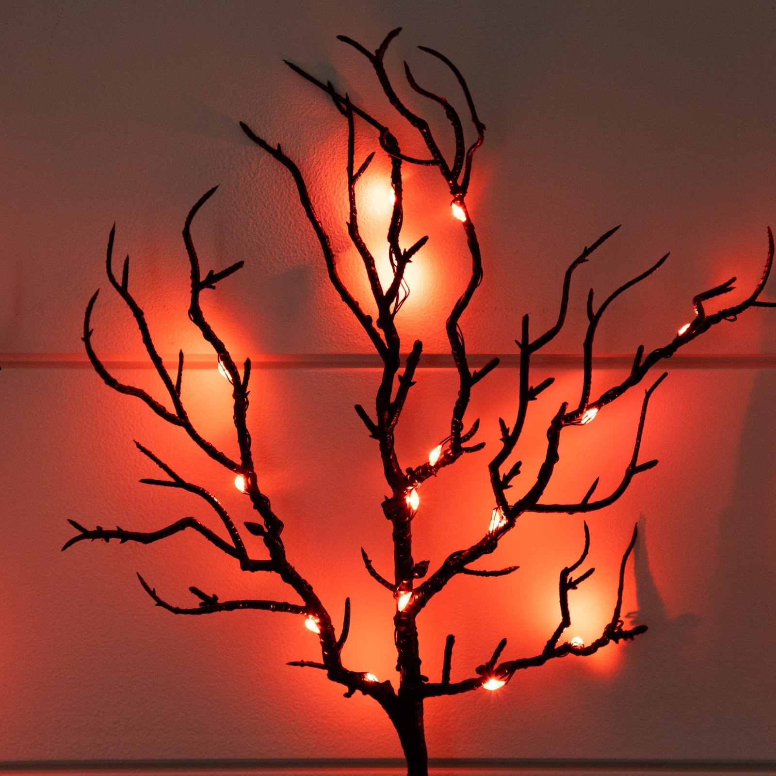 14" Pre-Lit Halloween Black Twig Branch Set