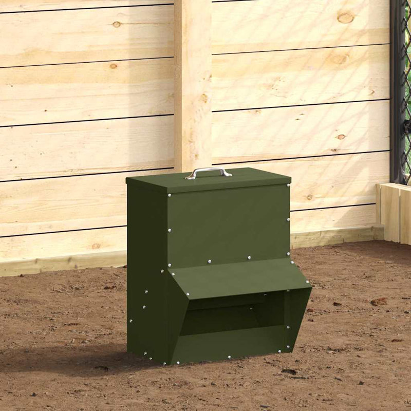 Cold-Rolled Steel Feeder, Olive Green, 43.5cm H x 35cm W x 20.5cm D