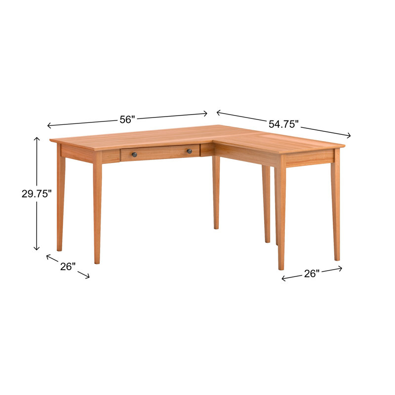 Bureau en L en bois massif Malani, Natural