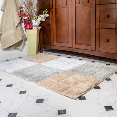Classic Color Cotton Blend Non-Slip Bath Rug