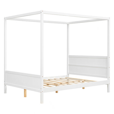 Canopy Platform Bed With Headboard And Footboard,Slat Support Leg - 
