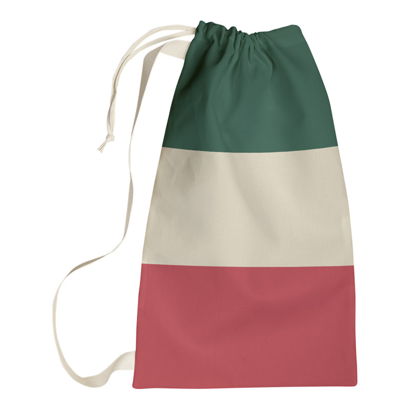 Fabric Laundry Bag with Handles, 29" H x 18" W x 1.5" D, Forest Green/Minnesota Wheat/Iron Range Red