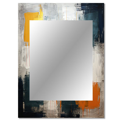 Bliss Of Happiness In Yellow And Blue VI - Abstract Collages Decorative Mirror, Modern Large Wall Mirror, Printed Metal Art