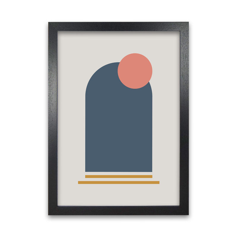 Mid Century Modern On Grey B - Print, 59cm H x 42cm W x 3cm D, Black Frame