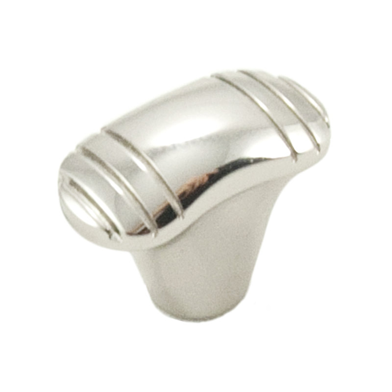 Poignée en T avec crêtes aux extrémités, Nickel poli, H 0,75 po x l 1,12 po x P 1,5 po