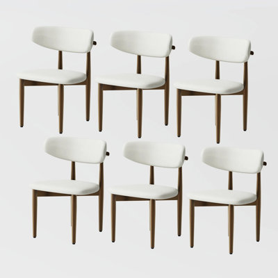 Mid-Century Modern Wood Dining Chairs, Upholstered Wood Dining Chair Side Chair, Fully Assembled