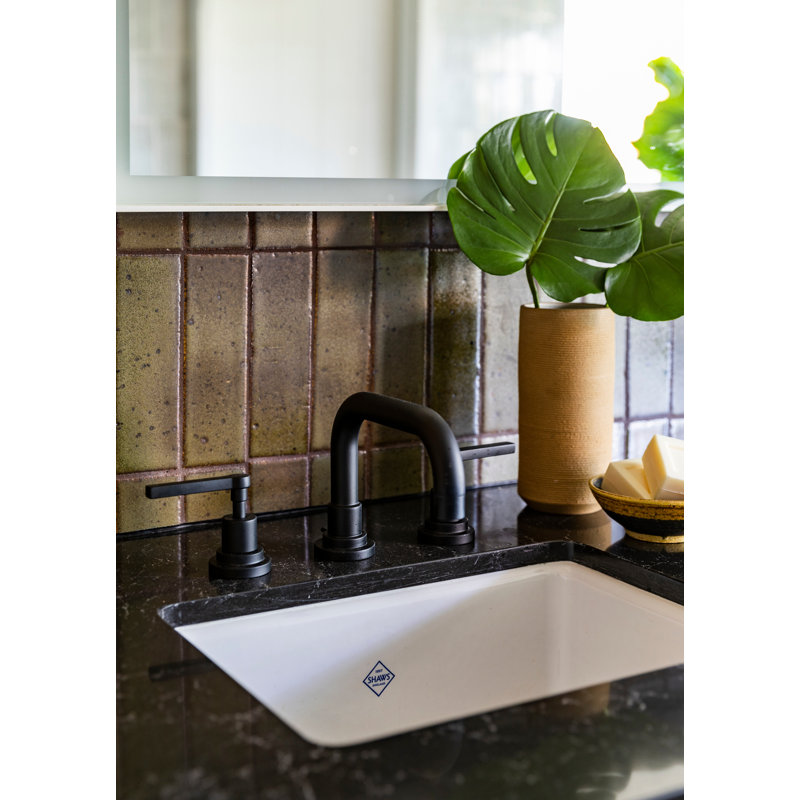 Lombardia® Widespread Bathroom Faucet with Drain Assembly, Matte Black, Lever Handle