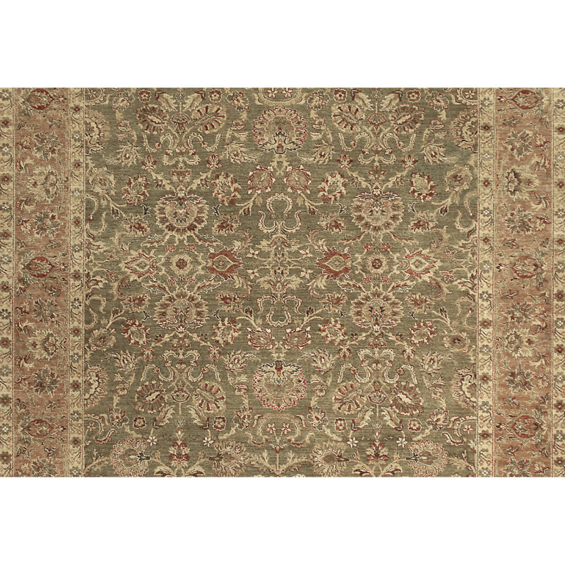 Hand Knotted Wool Oriental Area Rug in Beige/Green/Brown, Rectangle 6' x 9'