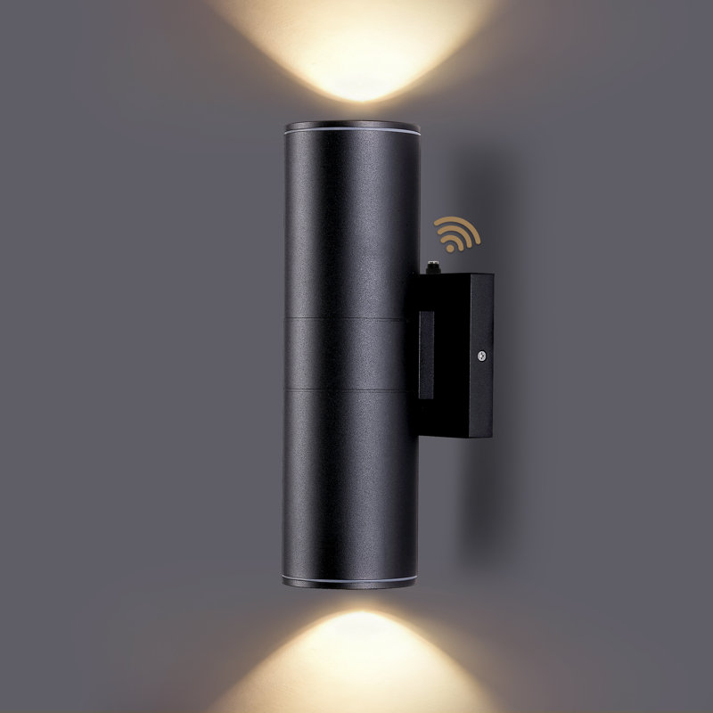 Dusk To Dawn Sensor Outdoor Wall Light Cylinder Black Aluminum Ip65 Waterproof