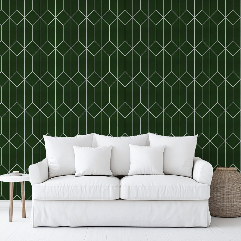 Papier peint à motif de losanges vert, Vert