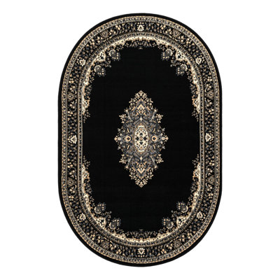Balthrop Oriental Black Area Rug