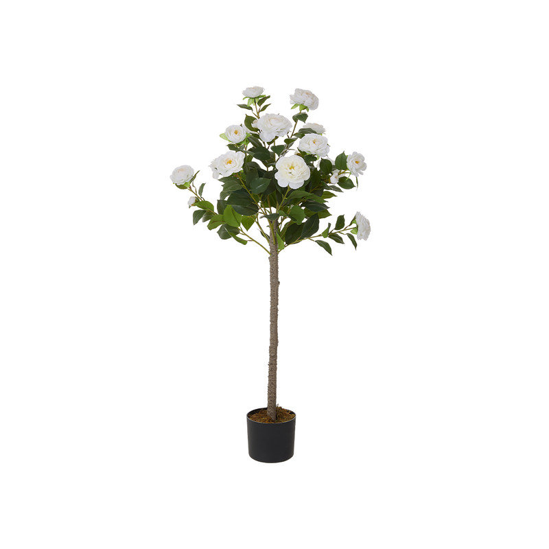110cm Faux Camellia Tree in Pot, White