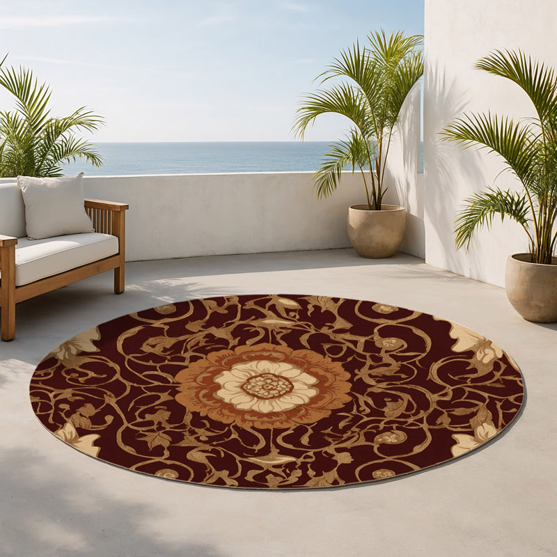 Tapis intérieur et extérieur Opulent Scroll, Rond 5 pi