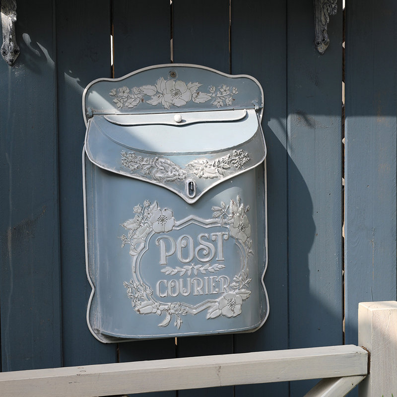 Savitr Metal Wall Mounted Letter Box, 39.4cm H x 26.9cm W x 8.4cm D, Blue