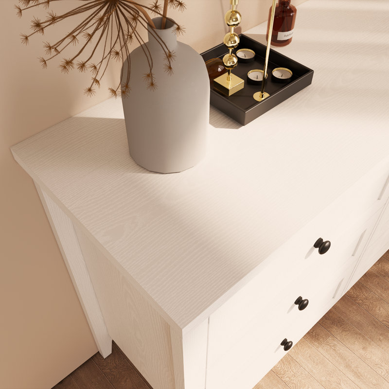 Commode double 6 tiroirs pour chambre Wilma, Blanc