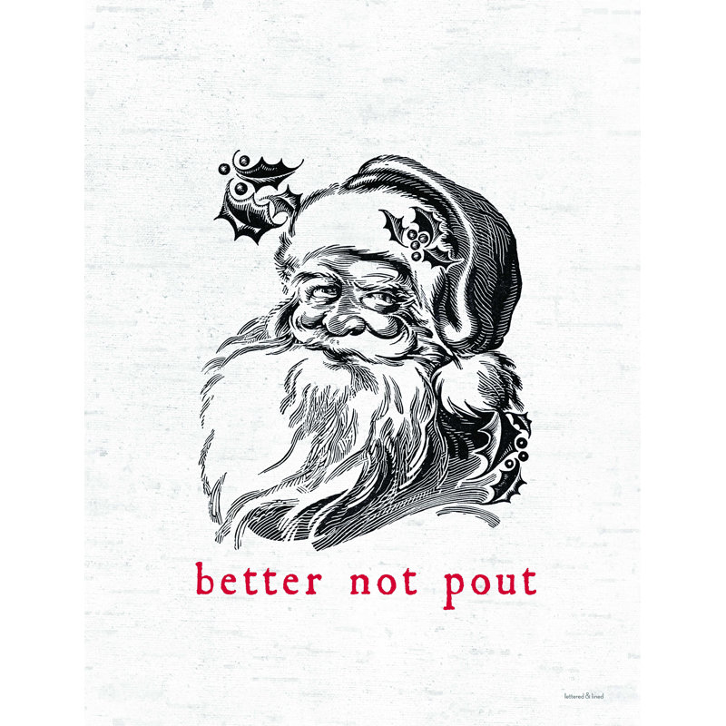 «Better Not Pout Santa», reproduction sur toile, H 40 po x l 30 po