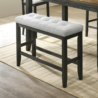 Banc 1 pièce à hauteur de comptoir de style moderne - Siège rembourré capitonné, pieds en bois effilés