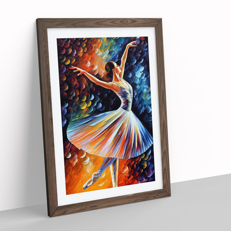 Ballerina Dancer No.2 - Single Picture Frame Painting, 46cm H x 34cm W x 2cm D, Walnut Framed