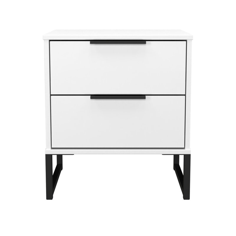 Turah 2 Drawer Bedside Cabinet (Ready Assembled), White Matt