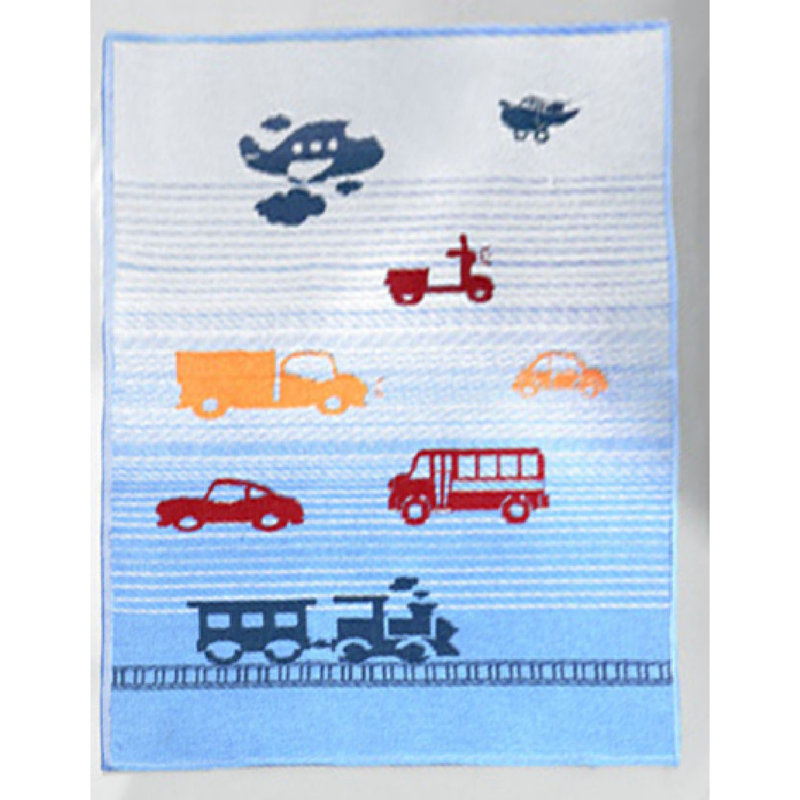 Tapis rectangulaire bleu / blanc tissé à la machine 3 pi 3 po x 4 pi 11 po Donn