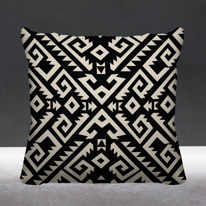 Coussin intérieur / extérieur Chitto Southwestern, L 19 po x H 19 po, Noir