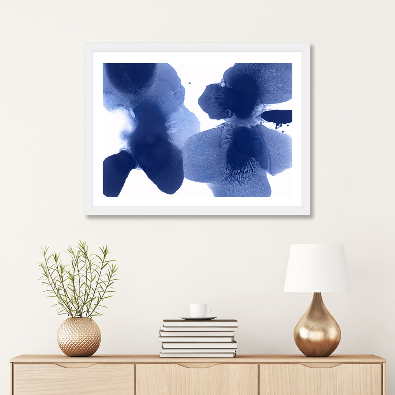 « dynamic indigo » par hannah carlson-reproduction d’art, H 16 po x l 24 po x P 1 po, Papier avec cadre blanc