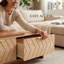 Expandable Storage Coffee Table, Drop-Leaf Design with Drawers & Open Shelf-275547320