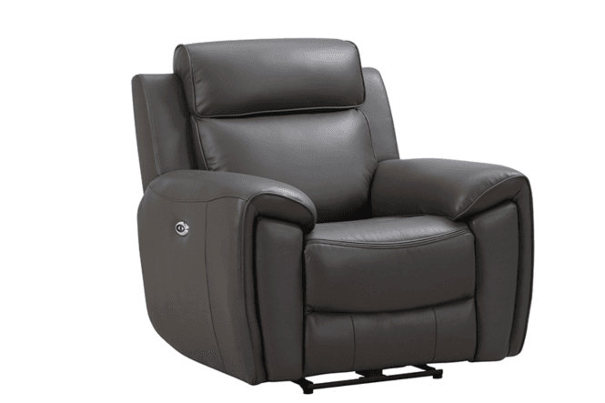 Anncey Genuine Leather Electric Power Recliner Armchair, Grey