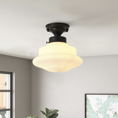 1-Light Bulb Contemporary Mid Century Modern Style Semi Flush Mount Ceiling Light