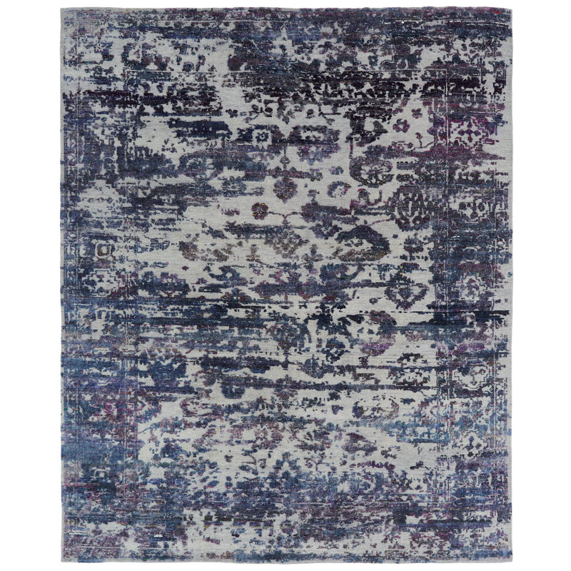 Hand Knotted Area Rug, Rectangle 6' x 9'