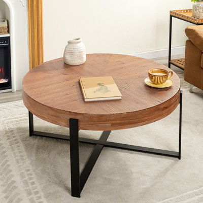 Table basse ronde avec plateau en bois manufacturé