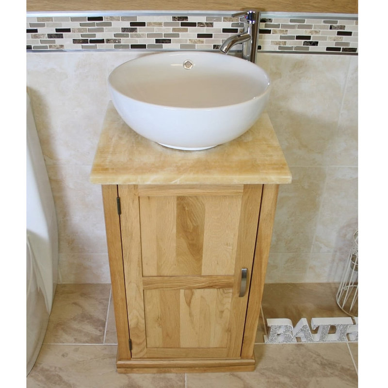 Crabtree 500 mm Freestanding Single Vanity with Vessel Ceramic Basin, Golden Onyx
