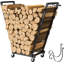 Nazime 31.5" H Black Metal Log Rack with Wheels