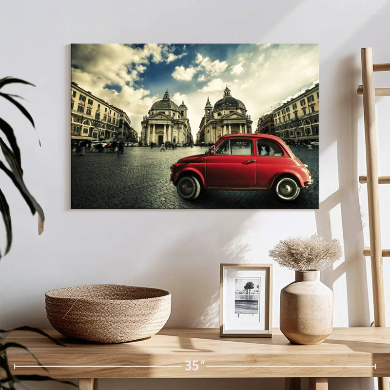 Voiture rouge Mehar Piazza Del Popolo, H 16 po x l 24 po