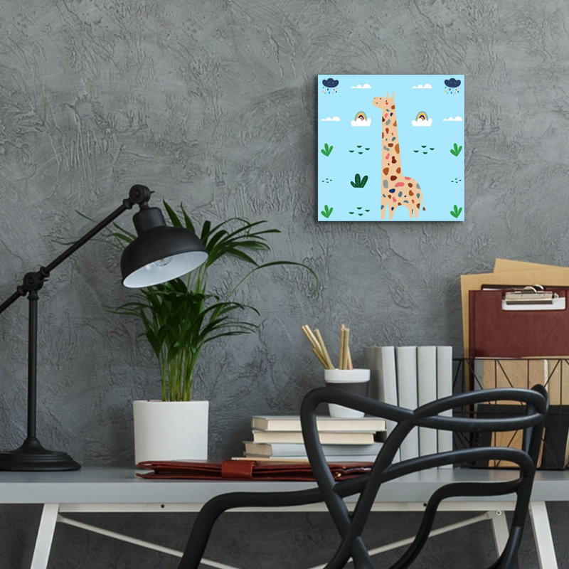 «Cute Girafe 2» par Epic Portfolio, art mural en verre acrylique, H 12 po x l 12 po x P 0,13 po