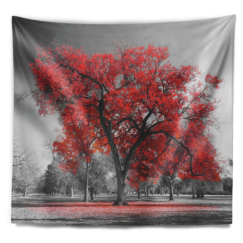 Tapisserie arbre rouge bigy day, H 68 po x l 80 po